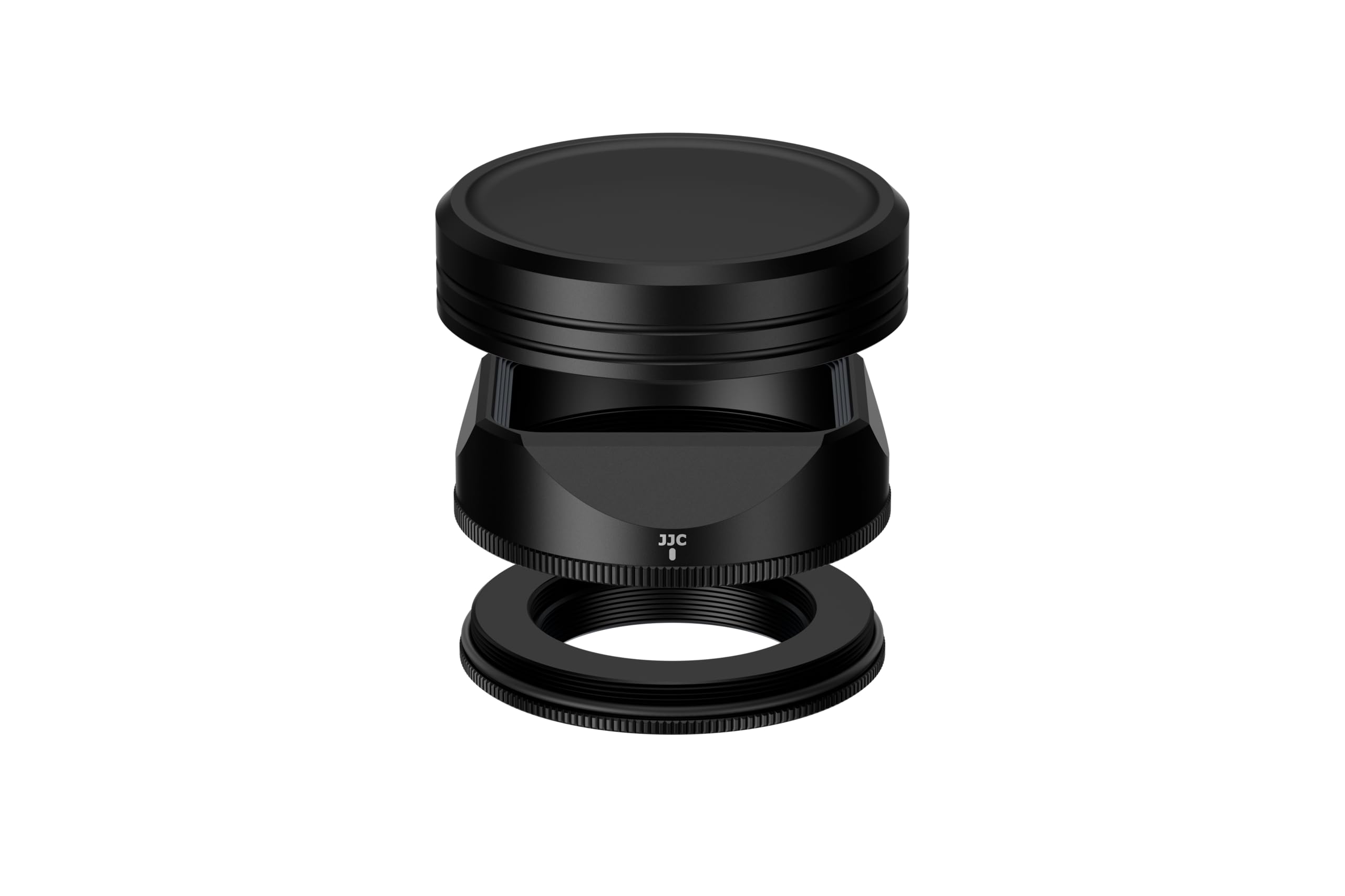 JJC Metal Lens Hood & Cap with Adapter Ring Compatible with